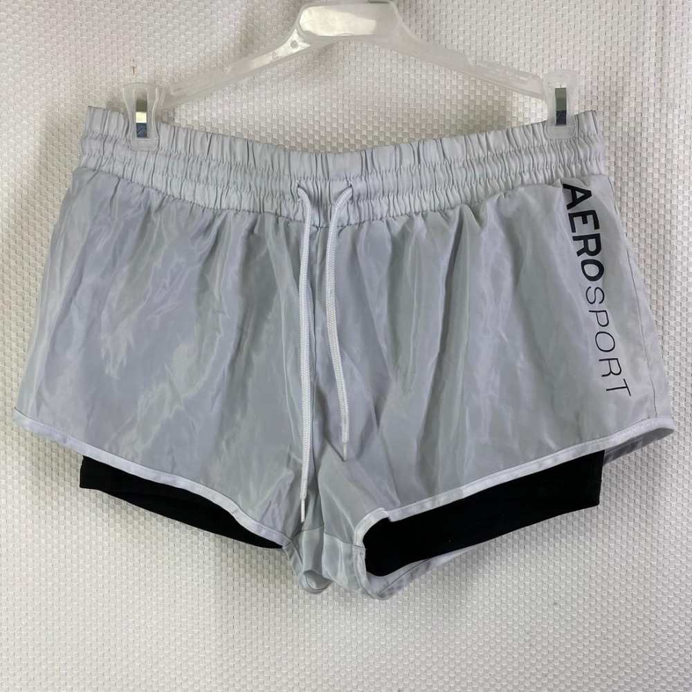Aero Sport Women's Athletic Shorts - Light Gray and Black